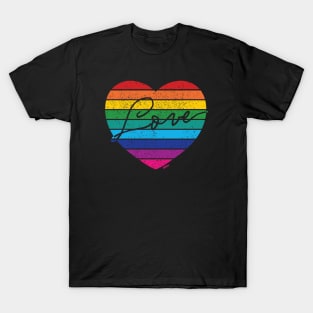 Retro Rainbow Love Heart T-Shirt